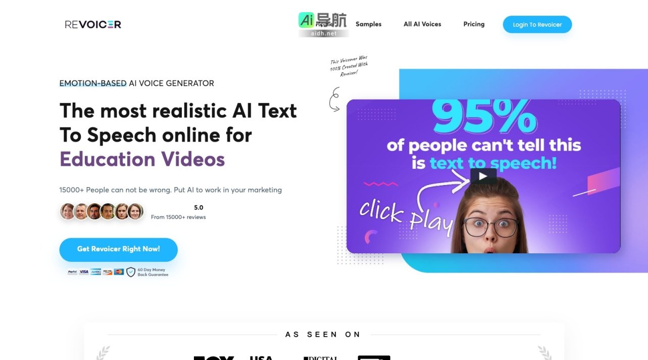 Revoicer 提供情感化的AI语音生成，帮助用户快速创建自然、引人入胜的语音内容 网站截图