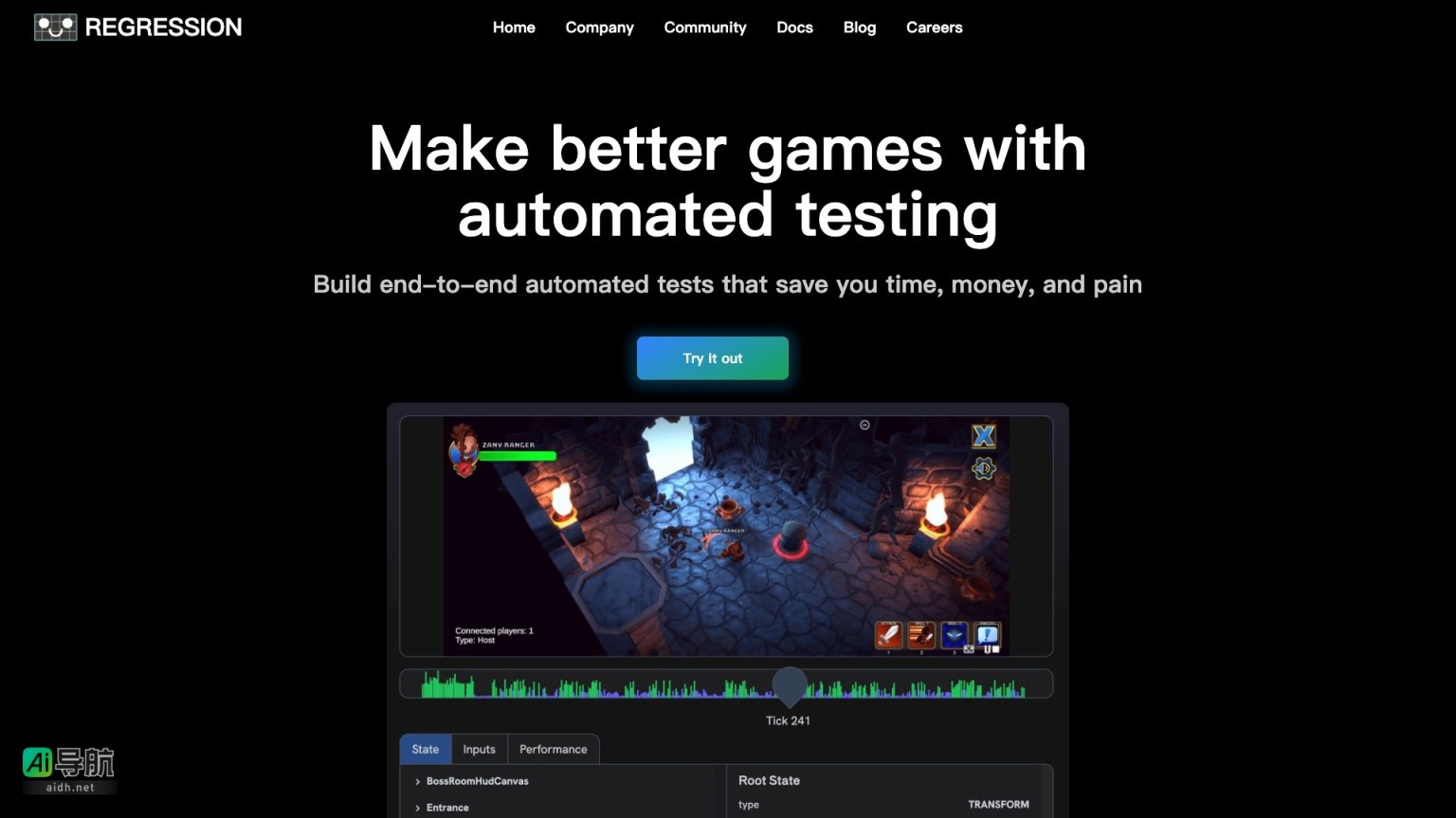 Regression 致力于通过自动化测试提升游戏开发效率与质量 网站截图