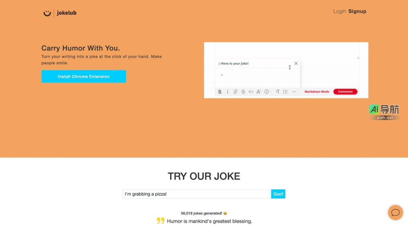 Jokelub 帮助用户轻松将文字转化为幽默，传播快乐与笑声 网站截图