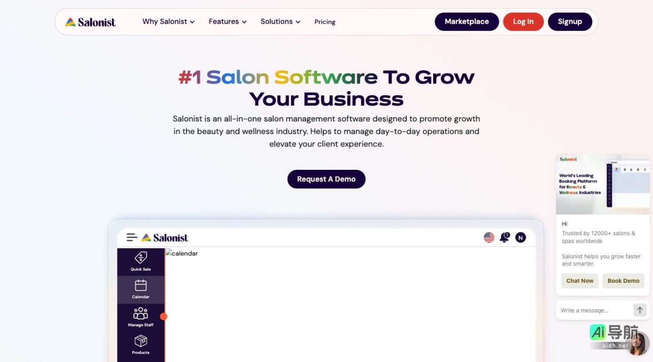 Salonist 是一款一体化的美容院管理软件，助力美容与健康行业的业务增长 网站截图