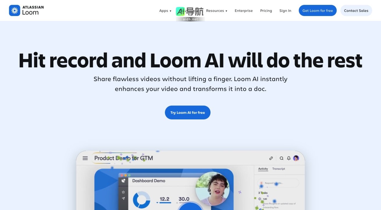 Loom 通过AI技术简化视频录制与分享，提升沟通效率与文档生成 网站截图