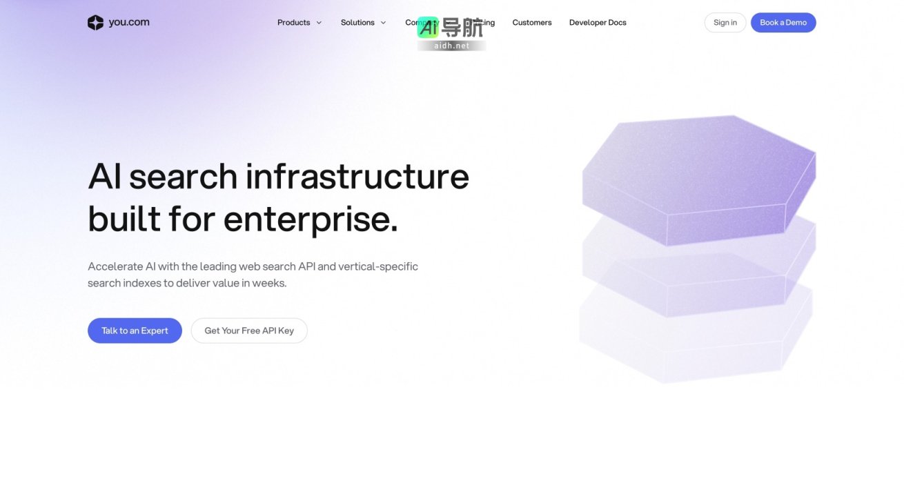 You AI 为企业提供精准、安全的AI搜索基础设施，助力快速创新与高效应用 网站截图