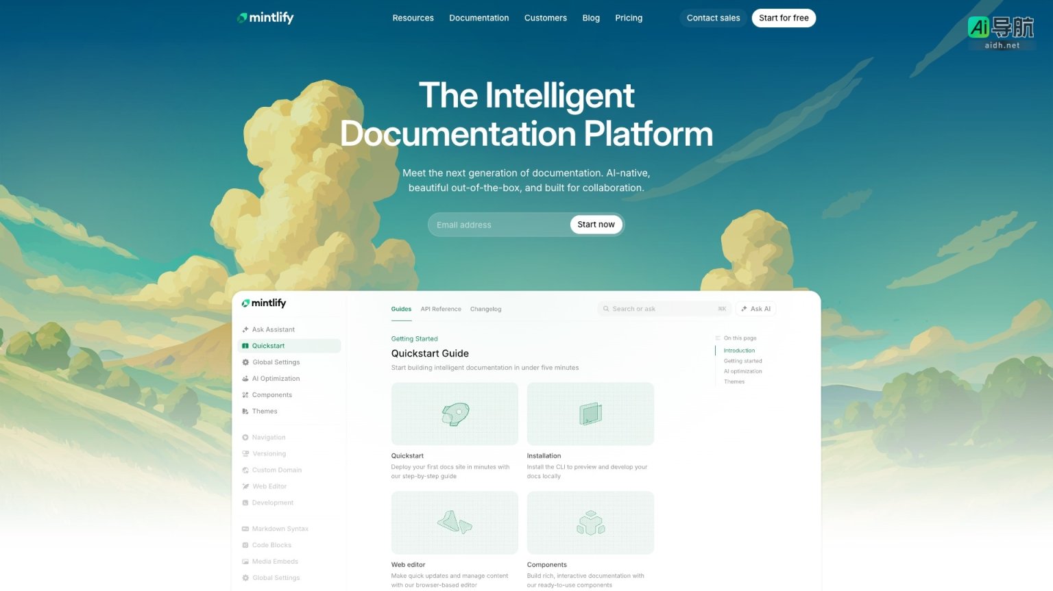 Mintlify 是一个智能文档平台，专为AI时代设计，提升知识管理与用户体验 网站截图