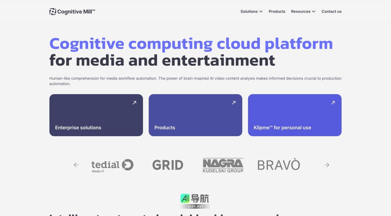 Cognitive Mill 是一个基于认知计算的云平台，专注于媒体与娱乐行业的视频内容自动化分析与处理 网站截图