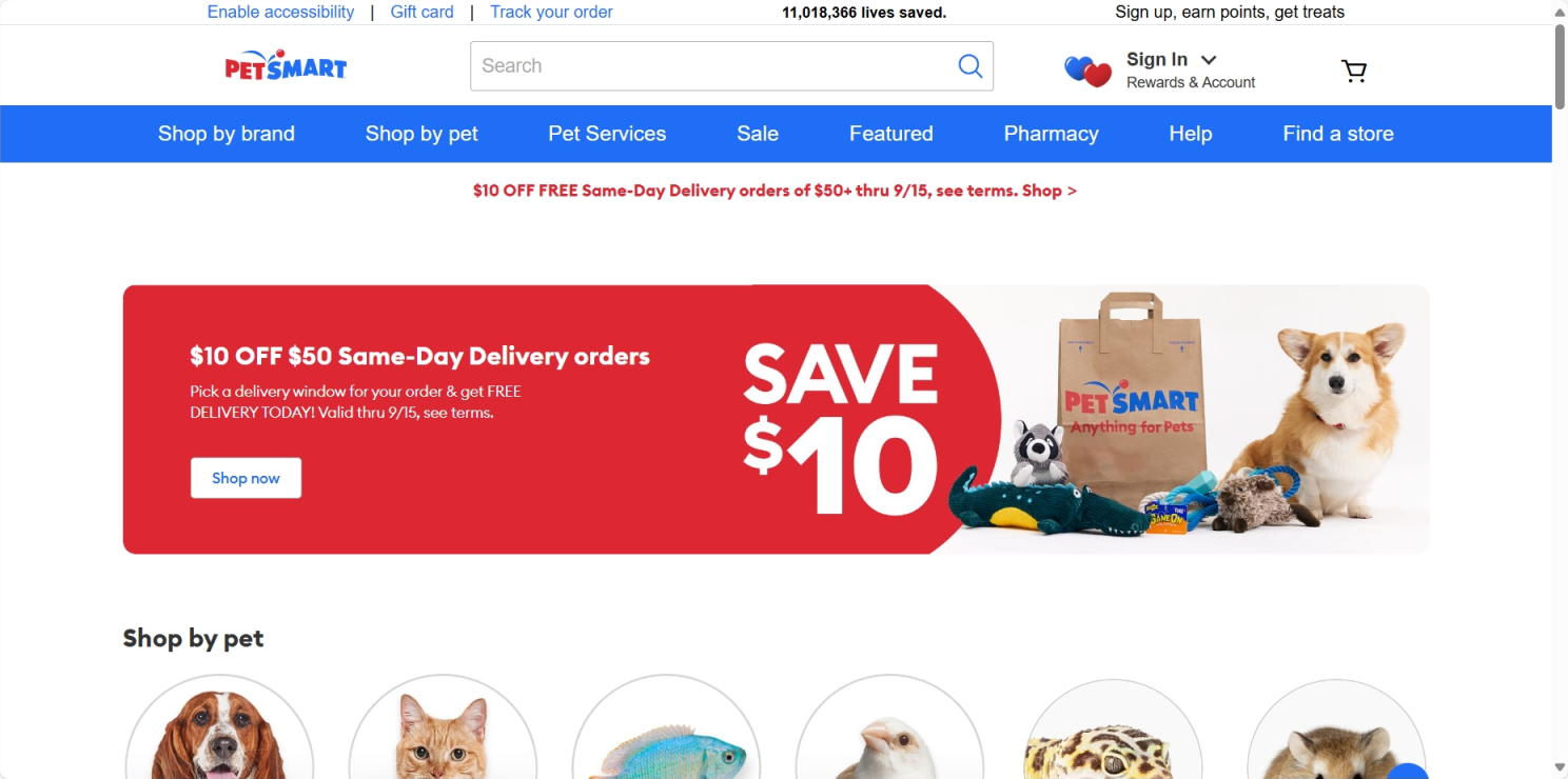 PetSmart 网站截图
