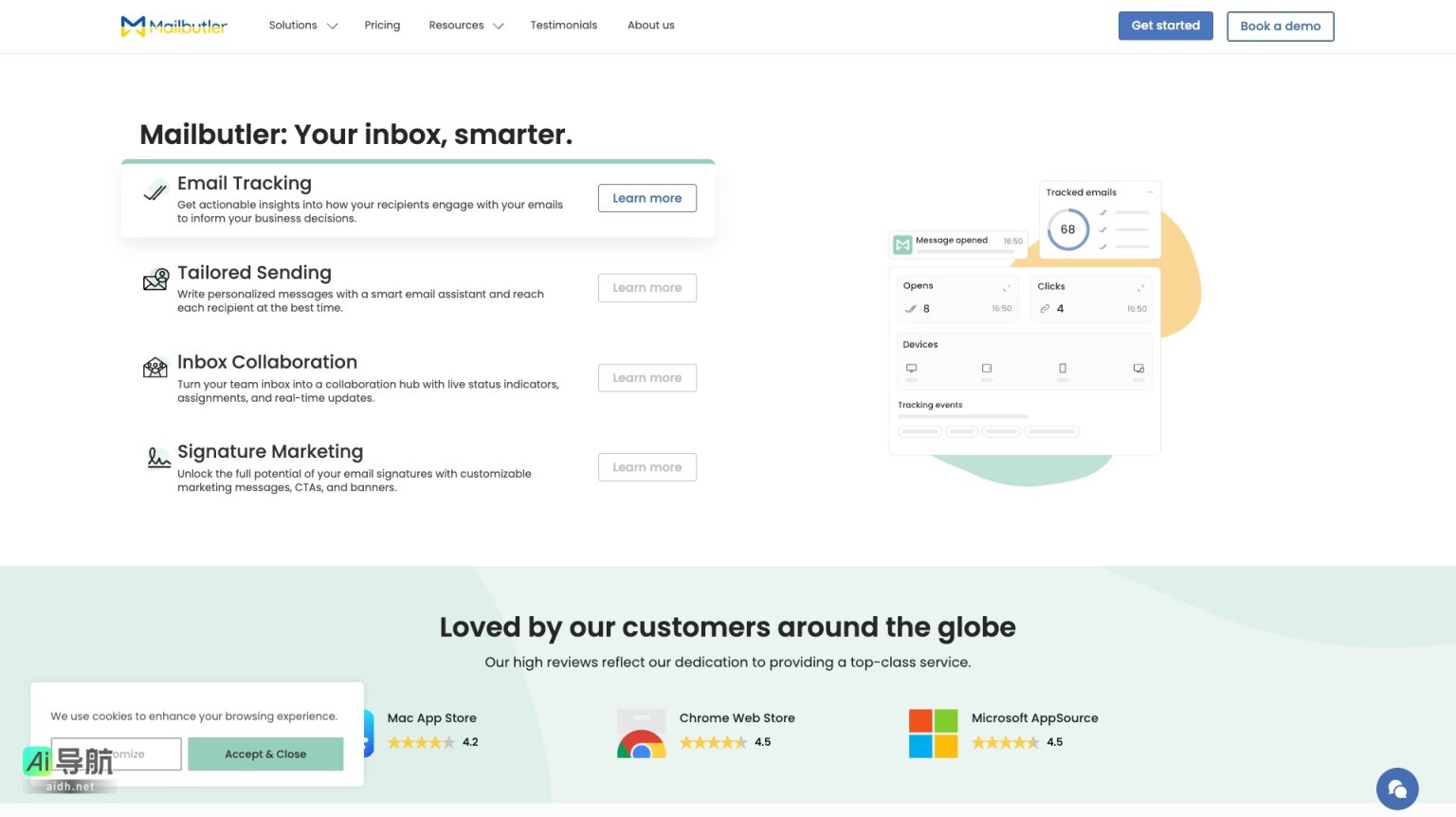 Mailbutler 通过智能邮件助手提升邮箱效率，助力个性化沟通与团队协作 网站截图