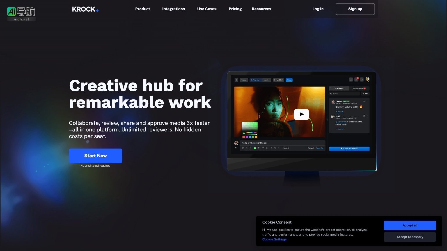 KROCK 是一个高效的创意协作平台，简化媒体审查与审批流程 网站截图