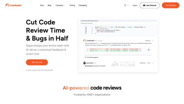 CodeRabbit 网站截图
