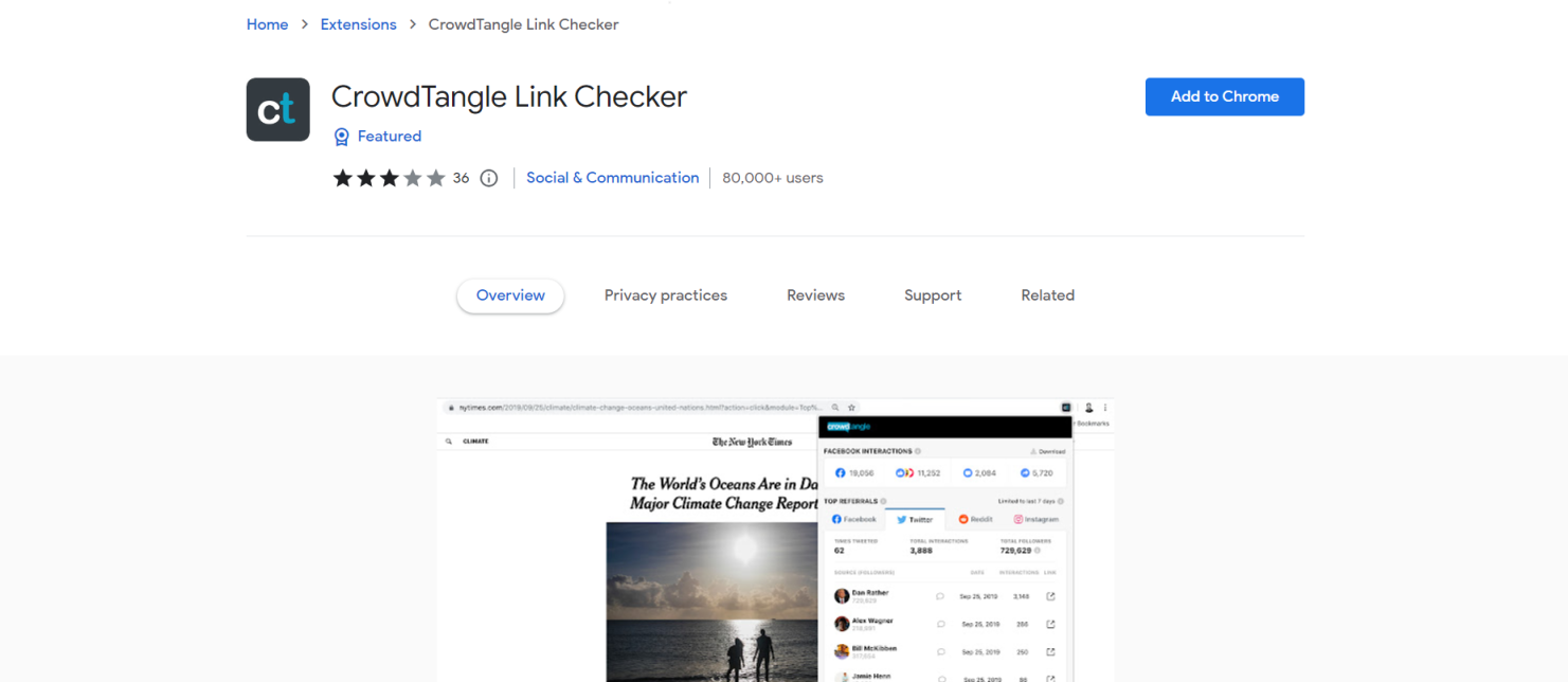 CrowdTangle 网站截图