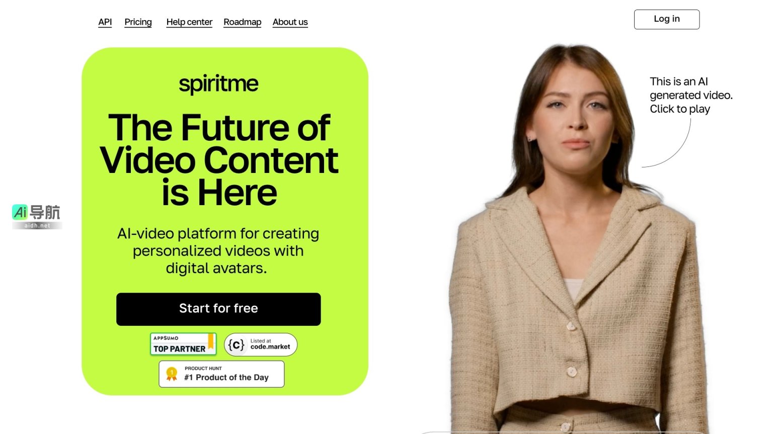 Spiritme 是一个AI视频平台，帮助用户轻松创建个性化的数字化身视频 网站截图