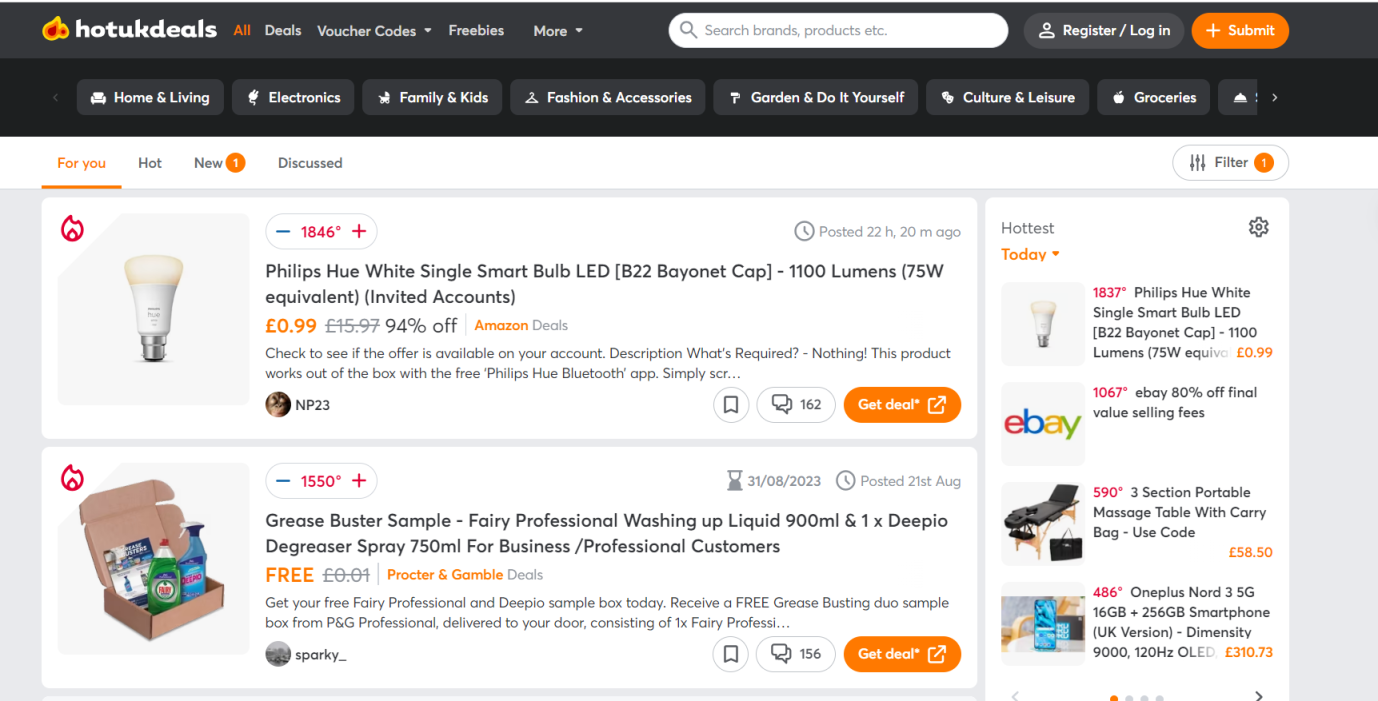 HotUKDeals 网站截图