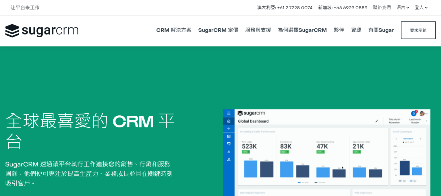 SugarCRM 全球最喜爱的CRM平台 网站截图