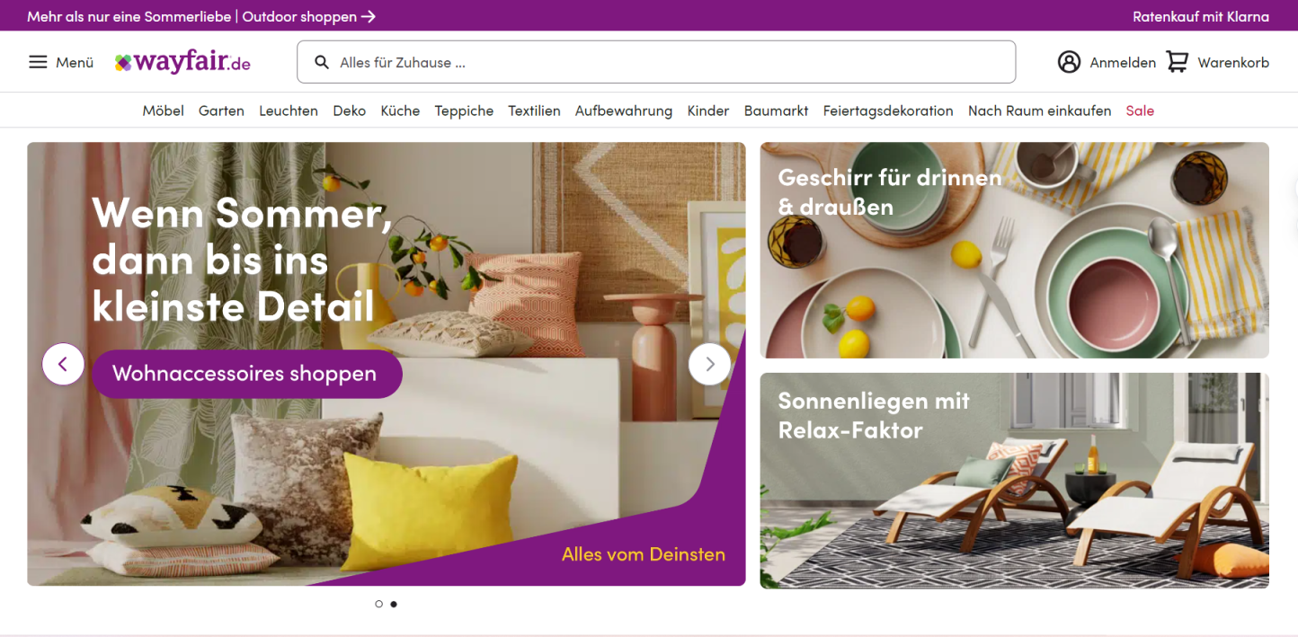 Wayfair德国 网站截图