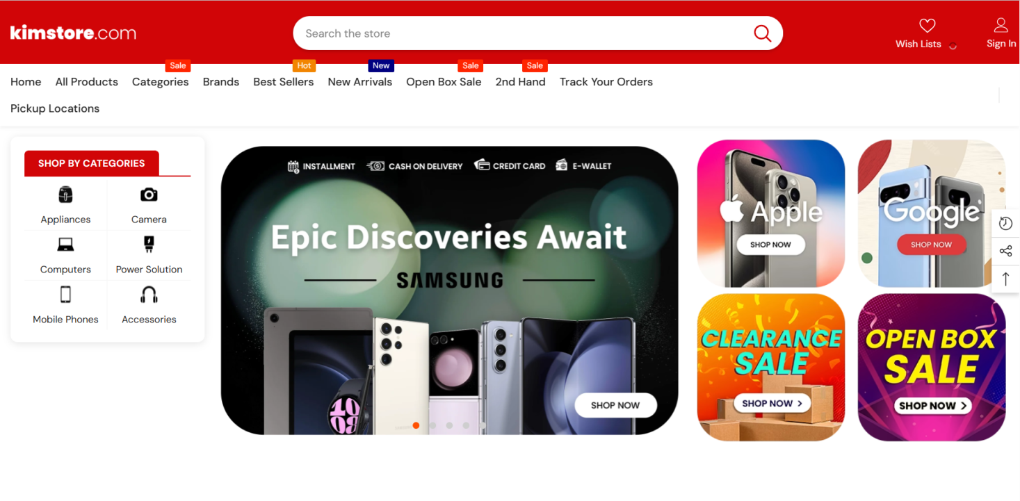 Kimstore 网站截图