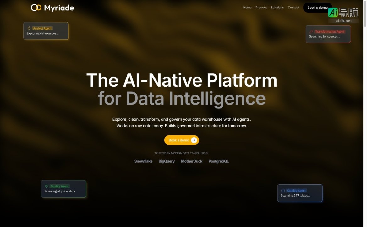 Myriade 是一个AI驱动的数据智能平台，简化数据探索、清洗和治理，提升团队效率 网站截图