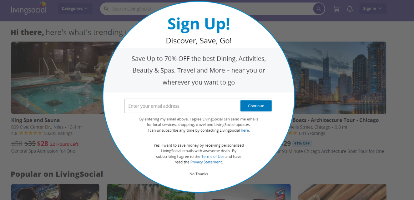 LivingSocial  美国 网站截图