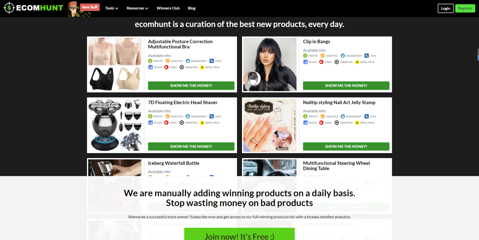 Ecom hunt 网站截图