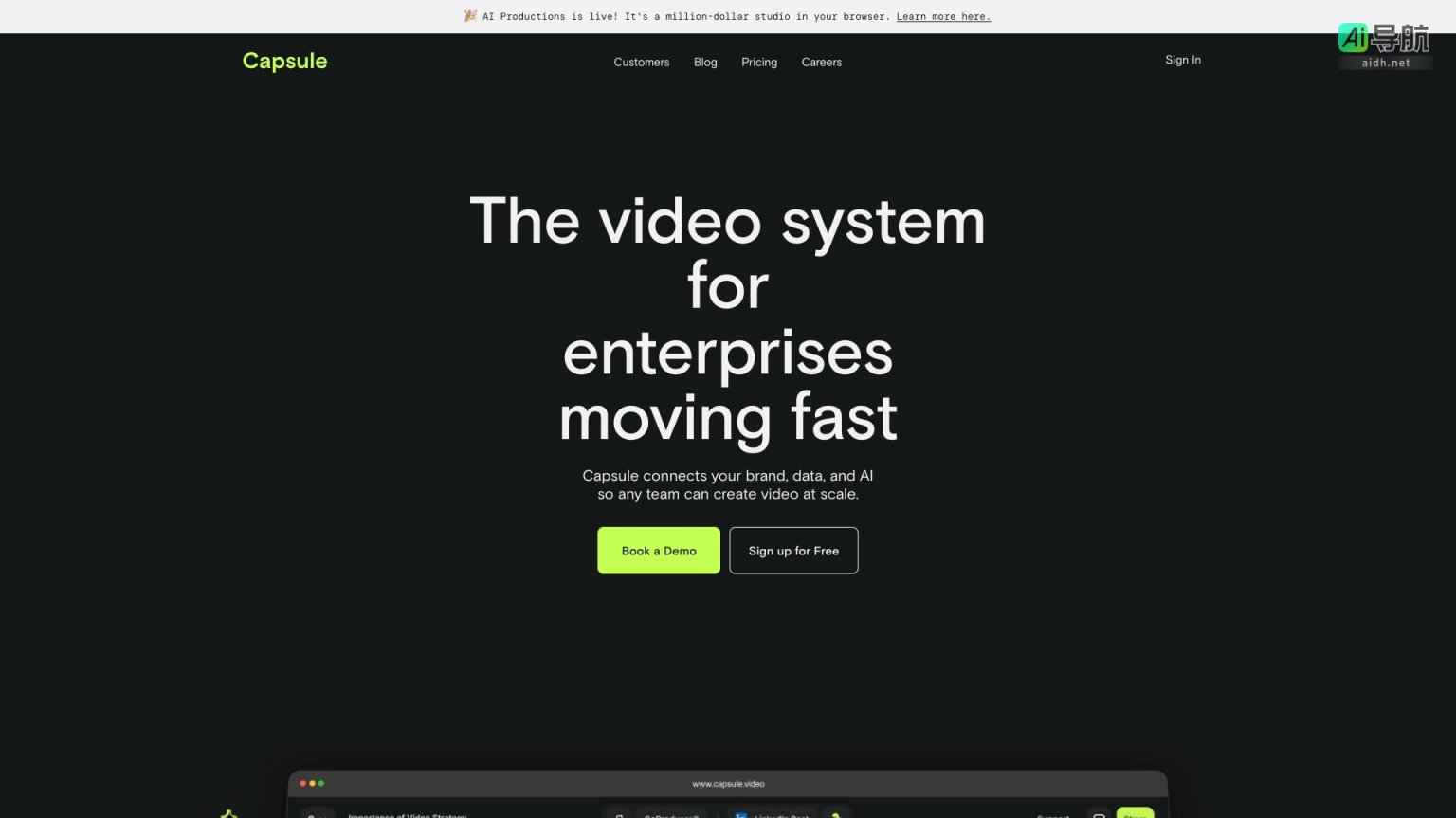 Capsule 是一个AI驱动的视频制作平台，帮助企业快速高效地创建品牌视频 网站截图