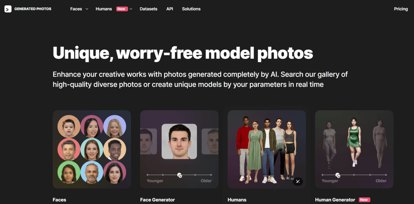 Generated Photos 网站截图