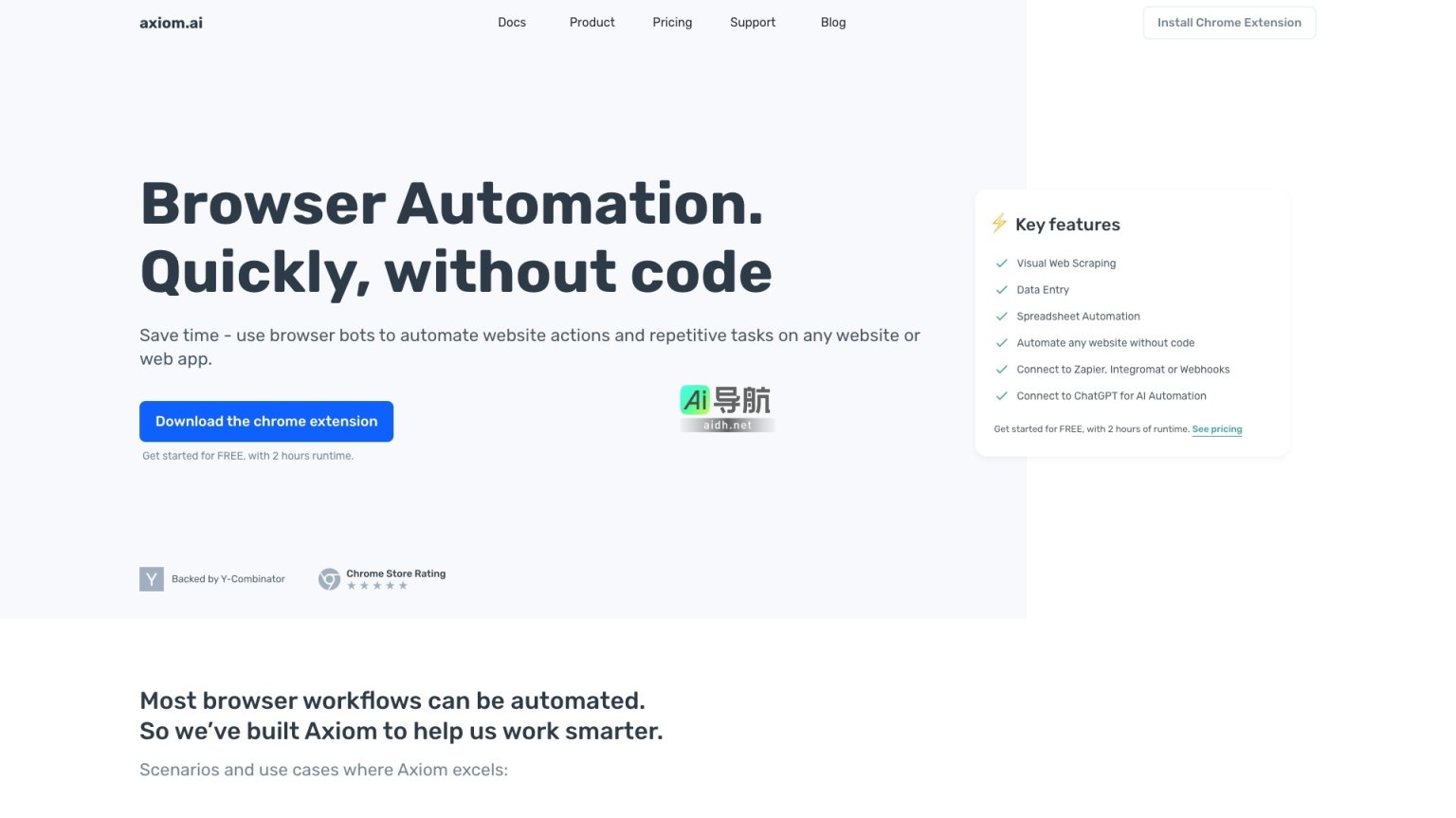 Axiom AI 提供无代码浏览器自动化工具，帮助用户高效完成网站操作和数据处理 网站截图