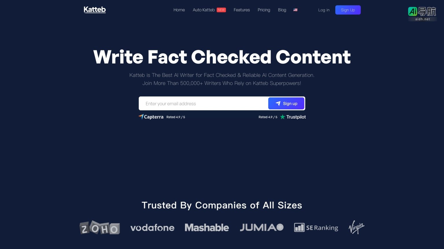 Katteb 是一个提供准确、可靠内容生成的AI写作工具，助力创作者提升写作质量 网站截图
