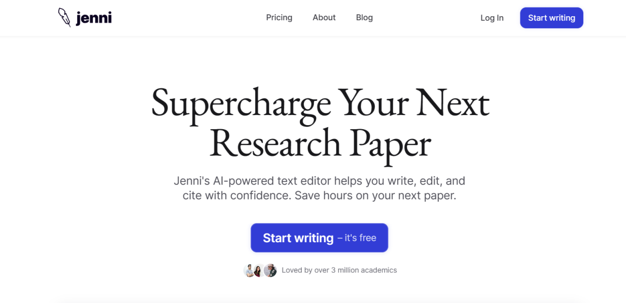 Jenni AI 网站截图