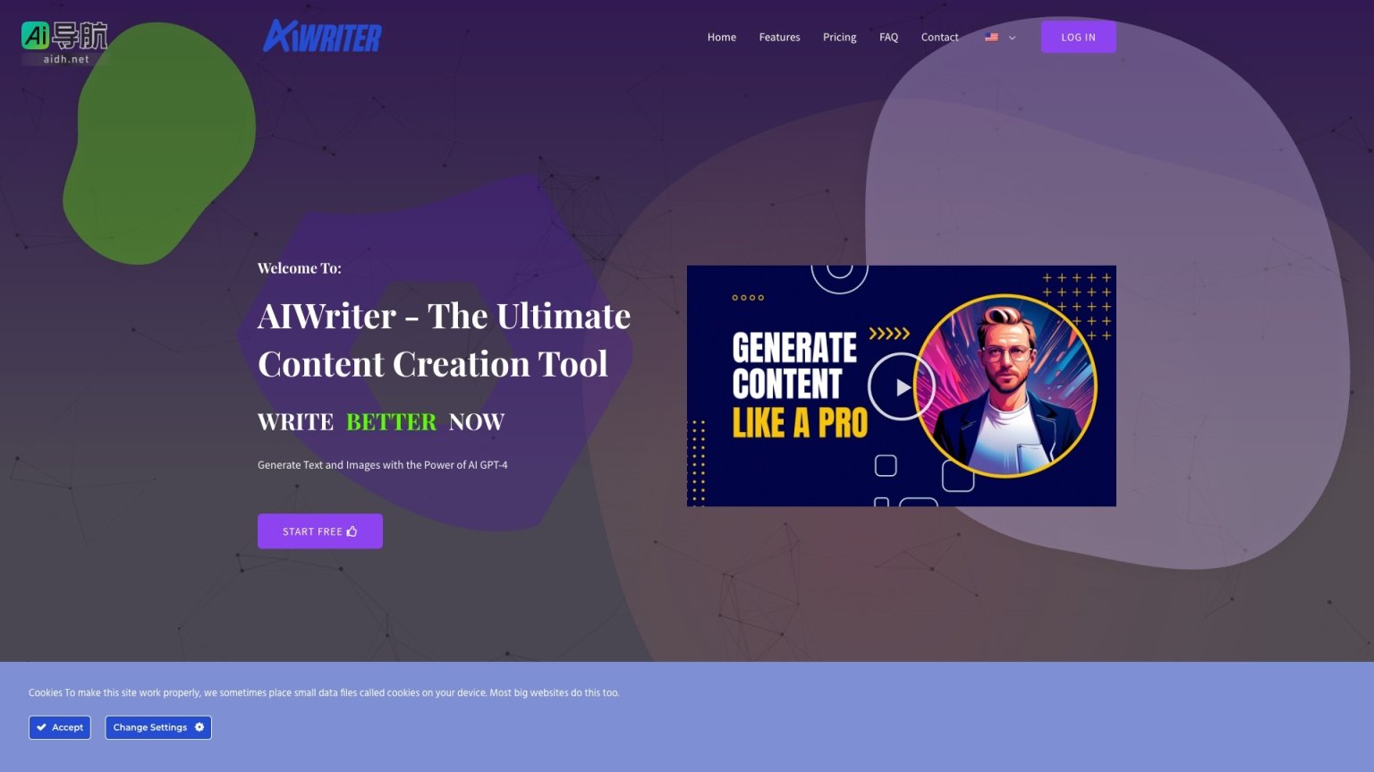 AIWriter 是一个高效的AI内容创作工具，支持多语言生成，帮助用户节省时间 网站截图