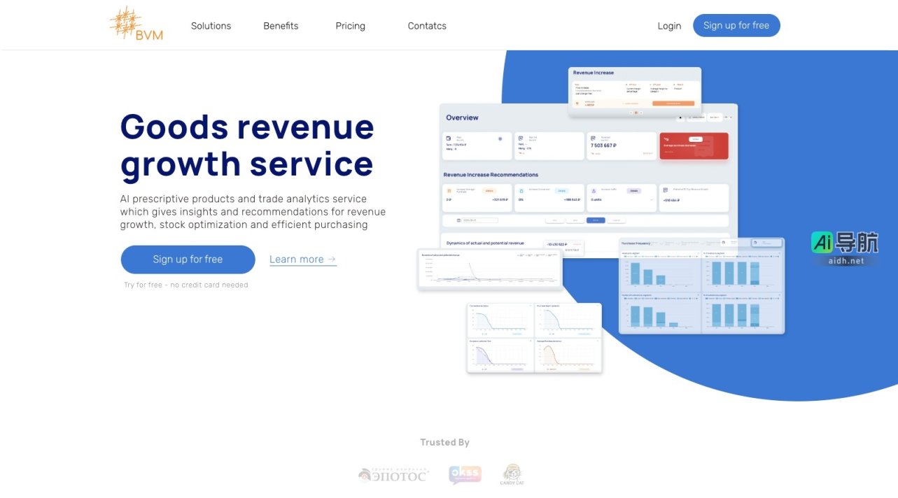 BVM 提供AI驱动的产品分析与建议，助力企业优化库存、提升收入 网站截图