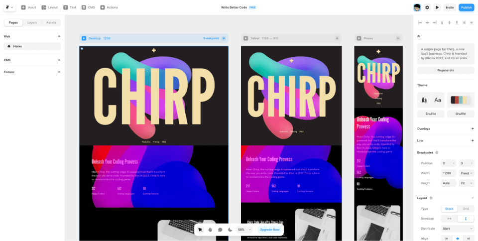 Framer AI 网站截图