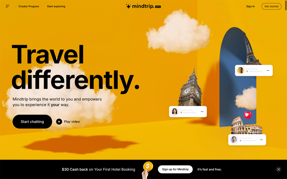 Mindtrip 网站截图